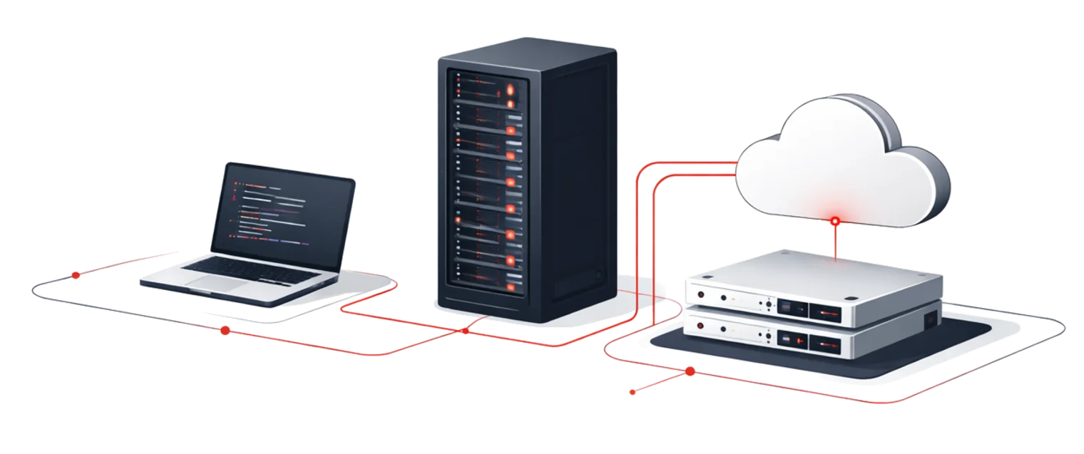 Postazioni di lavoro, server e cloud collegati fra loro